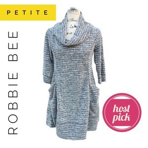 Robbie Bee Petite Black / White Cowl Neck Dress S